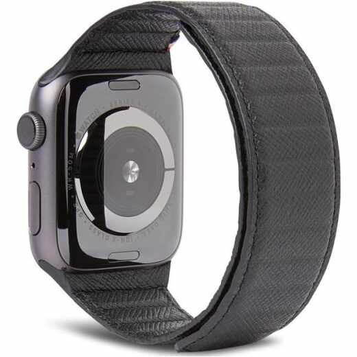 Decoded Traction Strap Lite Leder-Armband 45mm Smartwatch-Armband schwarz