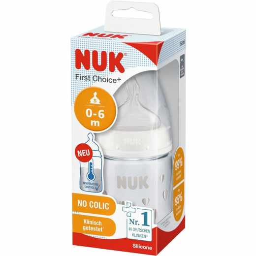NUK Trinkfl&auml;schchen First Choice+ PA Flasche Temperaturkontrollanzeige 150ml Gr&ouml;&szlig;e 1