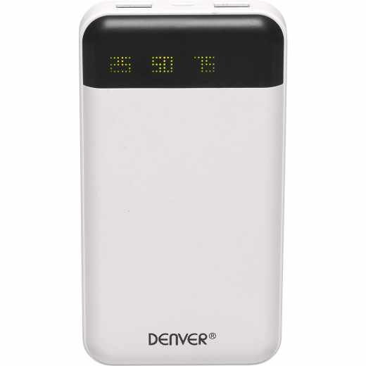 Denver Powerbank PBA12000 mit 2 USB-Anschl&uuml;ssen Ladeger&auml;t Akku wei&szlig;