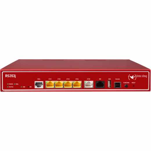 bintec RS353j VPN-Router mit VDSL2 ADSL2+ und ISDN Router 5-Port-Switch rot