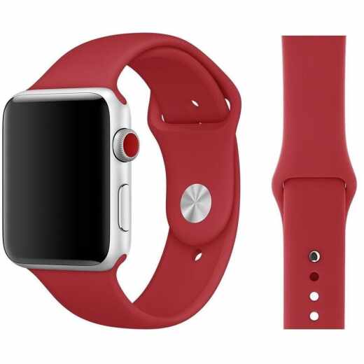 Apple Watch 2xSportband Armband Silikon Smartwatch 42mm S/M + M/L rot