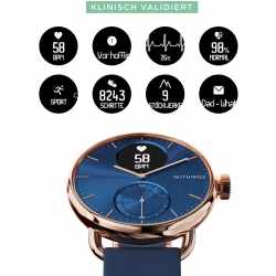 Withings ScanWatch Hybrid Smartwatch mit EKG 38 mm Pulsuhr Fitness-Uhr rosegold blau