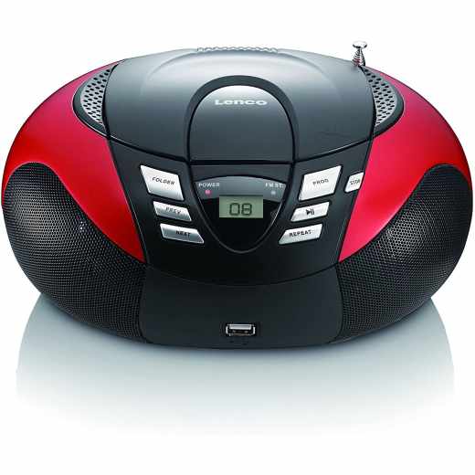 Lenco SCD-37 UKW-Radio mit CD-Player &amp; USB CD-Radio schwarz/rot