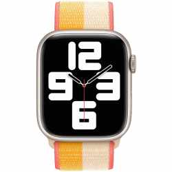 Apple Sport Loop Apple Watch Armband 45mm Smartwatch-Armband Nylon indischgelb/wei&szlig;