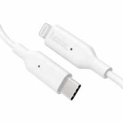 hama Schnellladekabel Datenkabel USB-C Lightning Apple iPhone iPad wei&szlig;