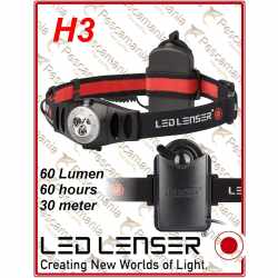 Ledlenser Kopflampe LED Stirnlampe H3 60 Lumen Dimmer schwarz rot