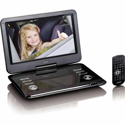 Lenco tragbarer HD DVD Player 12-Zoll KfZ Adapter Akku DVP-1210 schwarz