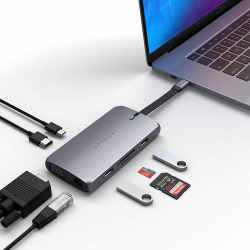 Satechi USB-C On-the-Go Multiport Adapter 9-in-1 tragbarer USB-Hub silber