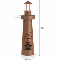 GARVIDA LED-Dekos&auml;ule Leuchtturmt bepflanzbar LED-Beleuchtung Gartenskulptur braun