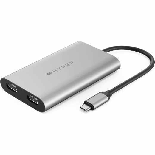 Hyper Drive Dual 4K HDMI Adapter USB-Dockingstation MacBook Air MacBook Pro silber