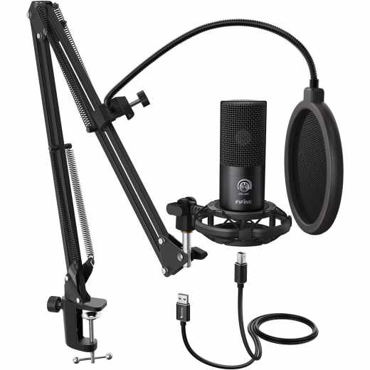 Fifine Studio Kondensator USB Mikrofon PC Kit Aufnahme Streaming Podcasting T669 schwarz