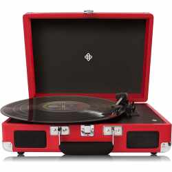 DUTCH Retro Plattenspieler Lautsprecher 2 Verst&auml;rker Vintage Vinyl Player rot