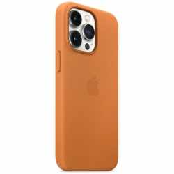 Apple Leder Schutzh&uuml;lle iPhone 13 Pro Mag Safe Leather Case Handyh&uuml;lle goldbraun