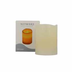 Networx LED Candle Kerze mit Flackern einer Flamme aus echtem Wachs wei&szlig;