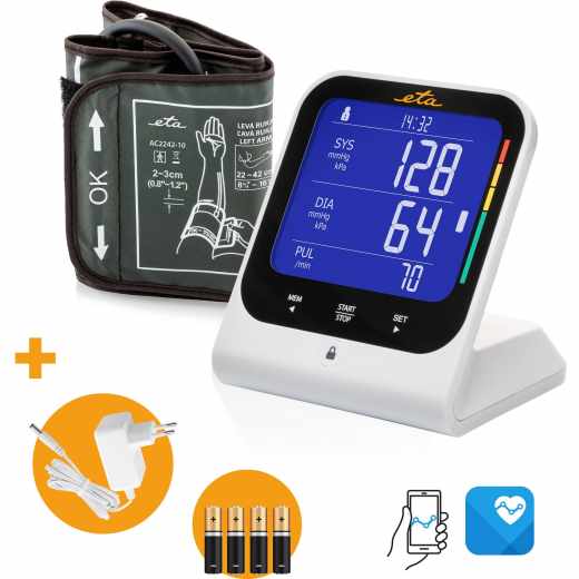 eta Blutdruckmessger&auml;t Oberarm Smart App Oszillometrische Messmethode wei&szlig;