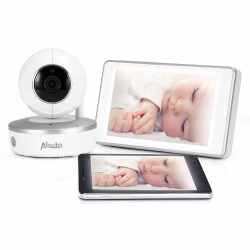Alecto DIVM-550 Babymonitor Babyphone mit Kamera 5 Zoll Touchscreen wei&szlig;