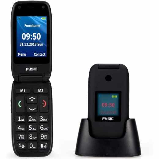 Fysic FM-9260 Senioren Klapphandy Handy mit Kamera 1,3 MP Notruftaste schwarz