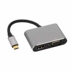Networx USB-C Hub to HDMI/VGA Adapter Verteiler Stecker spacegrau