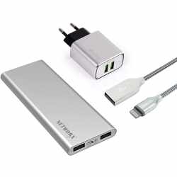 Networx Starterset USB-Netzteil Lightning-Kabel Powerbank...