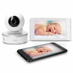 Alecto DIVM-850 Wifi Babyphone Kamera 5 Zoll Touchscreen Display Schlaflieder wei&szlig;