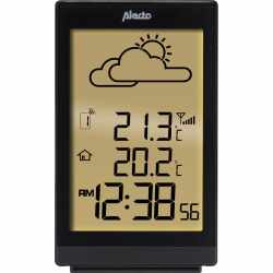 Alecto WS-2200 Digitale Wetterstation Funkau&szlig;ensensor beleuchtetes Display schwarz