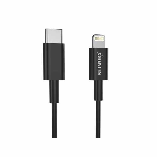 Networx Daten- und Ladekabel USB-C auf Lightning 1m Schnelllademodus schwarz