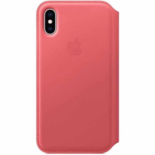 Apple iPhone XS Klapph&uuml;lle Leder Folio Schutzh&uuml;lle Case Cover Handyh&uuml;lle pink
