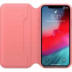 Apple iPhone XS Klapph&uuml;lle Leder Folio Schutzh&uuml;lle Case Cover Handyh&uuml;lle pink