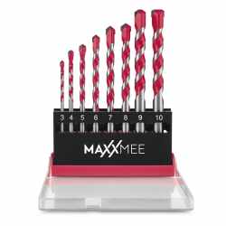 MAXXMEE Mehrzweckbohrer Set Aufs&auml;tzen von 3-10 mm Aufbewahrungsbox Karbonstahl rot