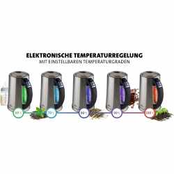 ETA Wasserkocher mit Filter Elektra 1,5 l 2.200 W Warmhaltefunktion Edelstahl silber