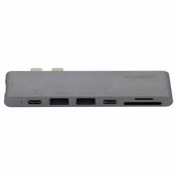 Networx Dual 2x USB-C Hub 4K HDMI micro SD USB 3.1 f&uuml;r MacBook Pro13 spacegrau