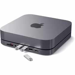 Satechi USB Dockingstation Mac Mini Stand Hub Aluminium St&auml;nder space grau
