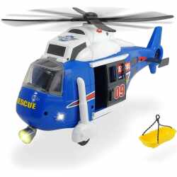 Dickie 203308356 Toys Spielzeughelikopter mit batteriebetriebenen Drehpropeller, Helikopter mit beweglicher Seilwinde, inkl. Trage