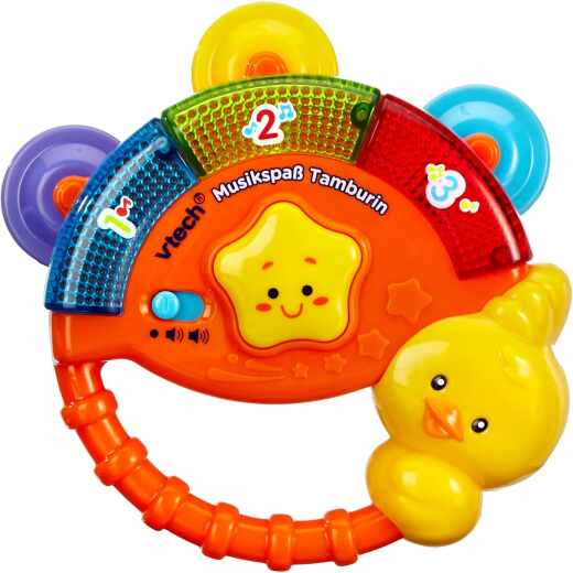 VTech Baby Musikspa&szlig; Tamburin &ndash; Elektronisches Spielzeug mit Musik und Ger&auml;uscheffekten &ndash; F&uuml;r Kinder von 9-36 Monaten