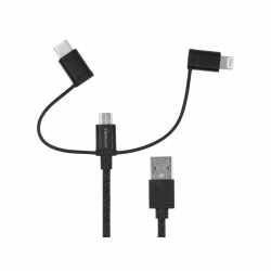 Networx 3-in-1 Daten- und Ladekabel USB-A auf Lightning/Mikro/USB-C schwarz