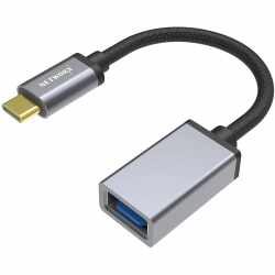 Networx USB-C Adapter 3.0 USB C Stecker auf USB A Buchse 17cm grau