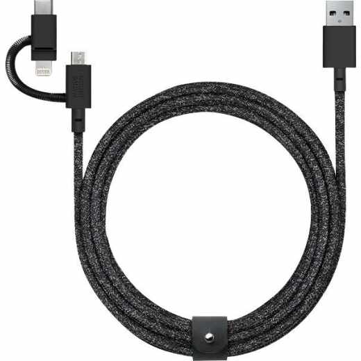 Native Union Belt Cable Universal 2m Lightning USB-C Ladekabel schwarz