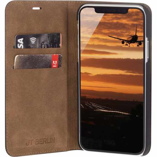 JT BookcaseTegel Smartphoneh&uuml;lle Schutzh&uuml;lle Apple iPhone 11 Pro Leder schwarz
