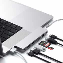 Satechi Pro Hub Max USB-C Hub Multiport Dockingstation Gigabit Ethernet SD silber