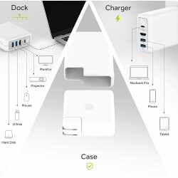 DockCase Adapter HD61 MacBookPro 13 &quot; USB-C HDMI USB-A Converter Verteiler wei&szlig;