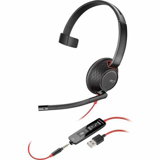 Plantronics PLT Blackwire C5210 USB-A 3.5mm Headset Kopfh&ouml;rer Mikrofon schwarz