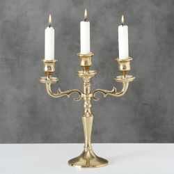 BOLTZE Kerzenst&auml;nder 3-flammig Kerzenleuchter Varas Metall gold