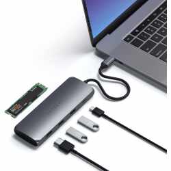 Satechi USB-C Hybrid Multiport Adapter Dock Dockingstation grau
