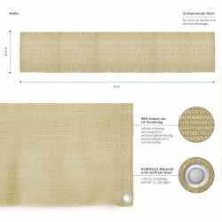 Lumaland Balkonsichtschutz 90 x 500 cm 100% HDPE UV Schutz sand