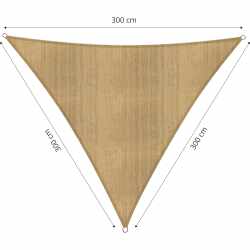 Lumaland Sonnensegel Sonnenschutz Dreieck 3 x 3 x 3 m HDPE Segelstoff UV Schutz Sand