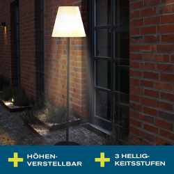 Hoberg LED Solar-Standleuchte Stehlampe Out-&amp; Indoor 5V schwarz