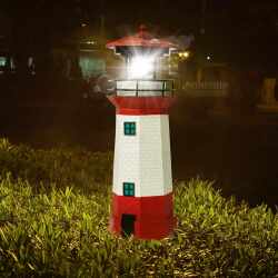 EASYmaxx Solar-Leuchte Leuchtturm Garten-Bodenleuchte Dekoleuchte rot wei&szlig;