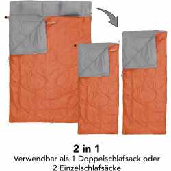 Lumaland Where Tomorrow Doppelschlafsack 190x30x150cm orange grau