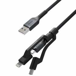 Nomad Rugged Universal Kabel 0,3m Adapter Kabel USB-C MikroUSB Lightning schwarz