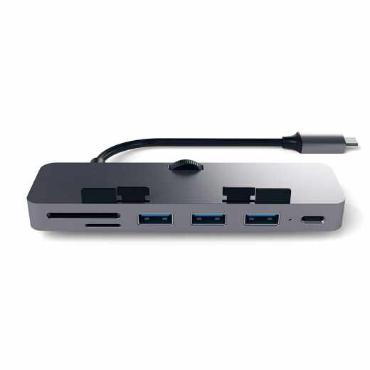 Satechi Aluminium Typ-C Klammer Hub Pro mit USB-C f&uuml;r iMac iMac Pro grau